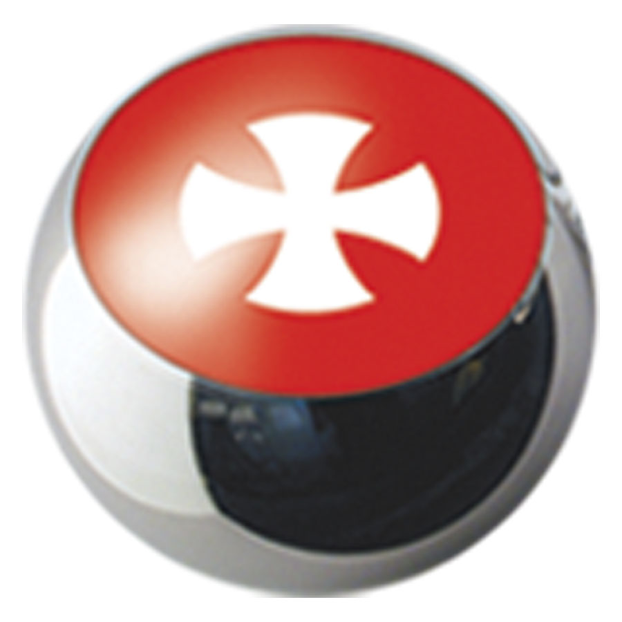 Ikon Screw On Balls White Cross on Red
