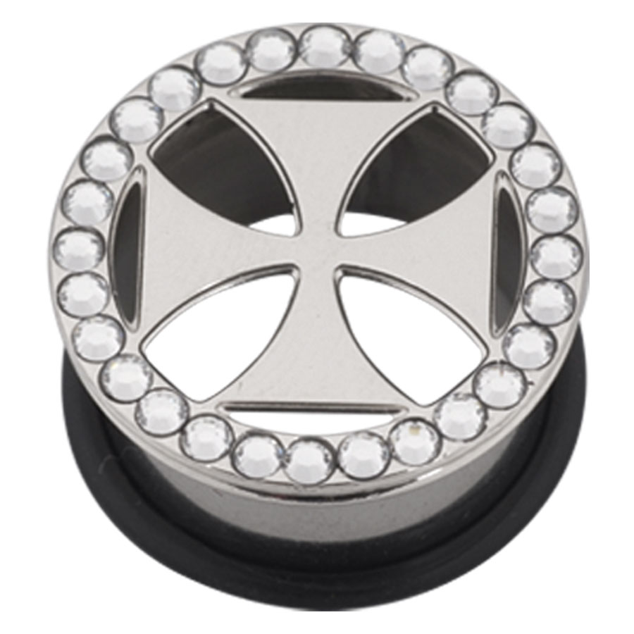 Steel Basicline® Lazer Cut Multi Jewelled Single Flared Eyelet Templer Cross