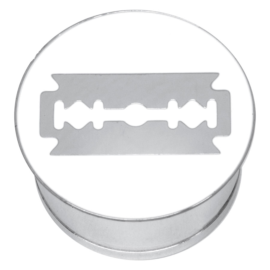 Steel Basicline® Single Flared Impression Plug "Razor Blade on White"