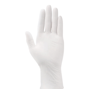 Guante desechable blanco talla M sobre fondo neutro