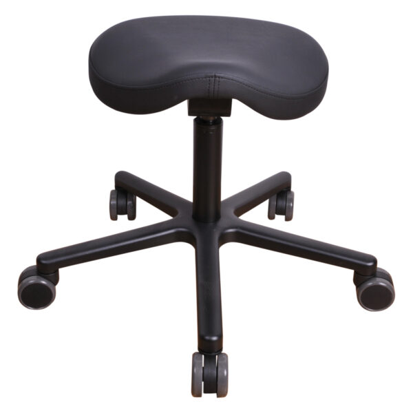 Silla de trabajo T4 Gentleman negra de cuero sintético sobre fondo blanco