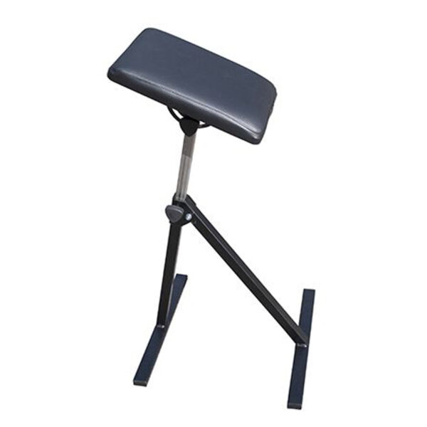 Soporte de brazo negro, ajustable, con marco de metal estable sobre fondo blanco