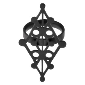 Anillo Runa Witchcraft Negro de Acero Quirúrgico con diseño geométrico sobre fondo blanco
