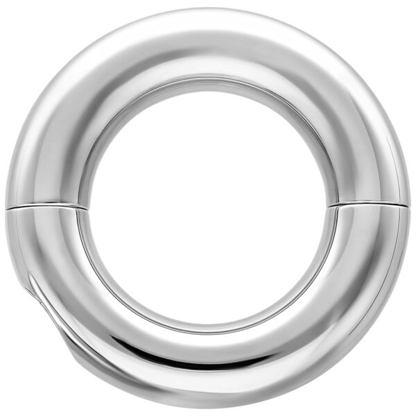 Anillo plateado de acero quirúrgico 316L sobre fondo blanco