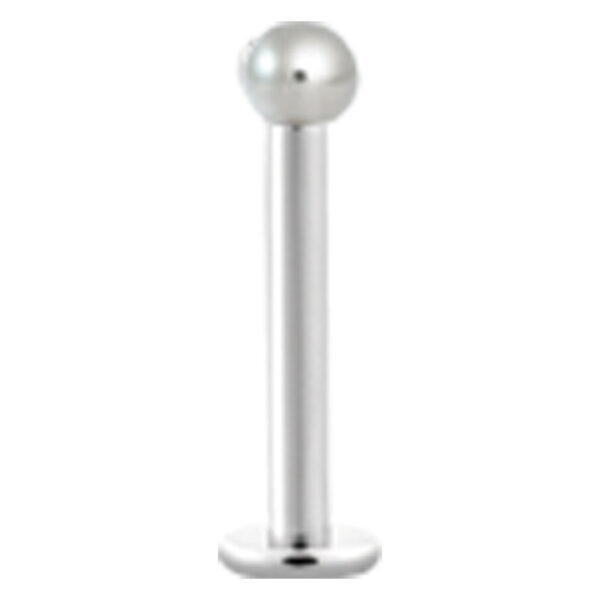 Labret de titan plateado con rosca interna, grosor 1,2 mm, longitud 9,0 mm, bola 2,5 mm