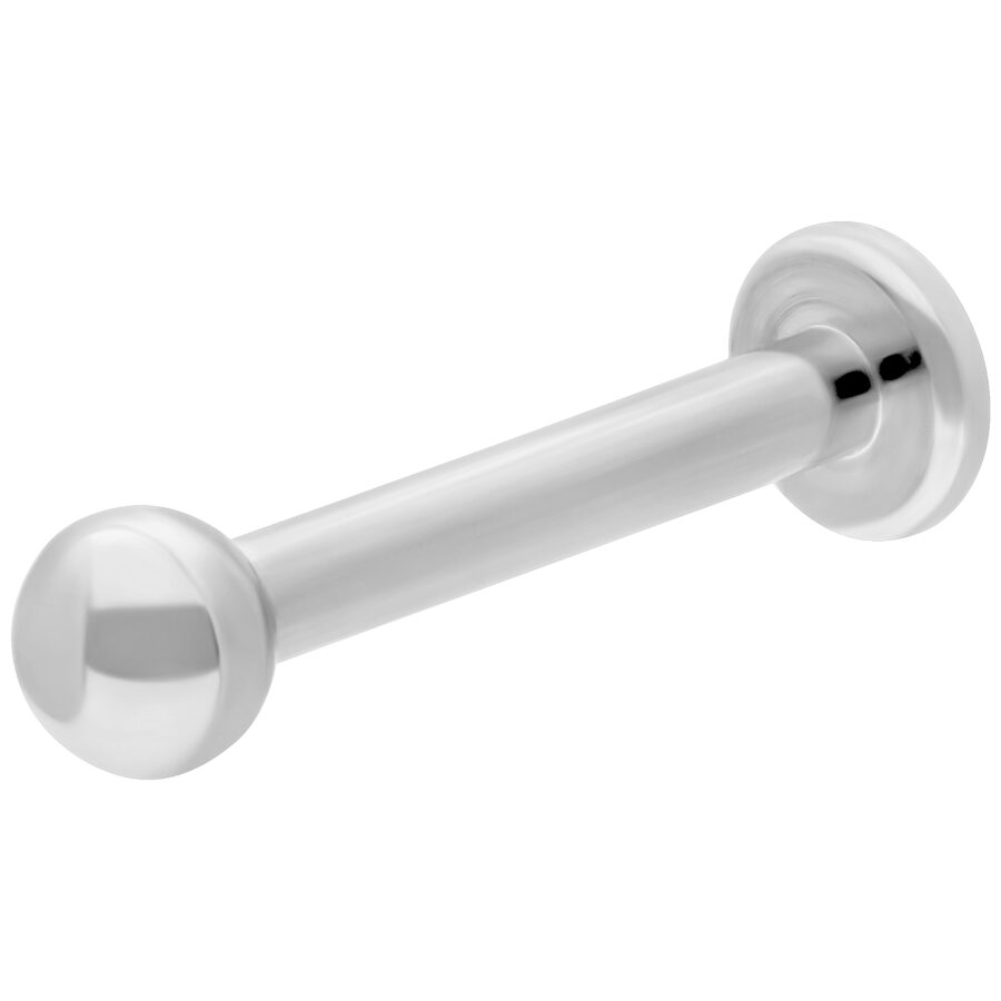 Labret de titan plateado con rosca interna sobre fondo blanco