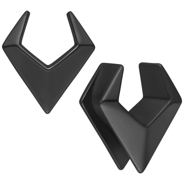Ear Saddles Arrow negras de acero quirúrgico, tamaño 6,0 mm, sobre fondo blanco
