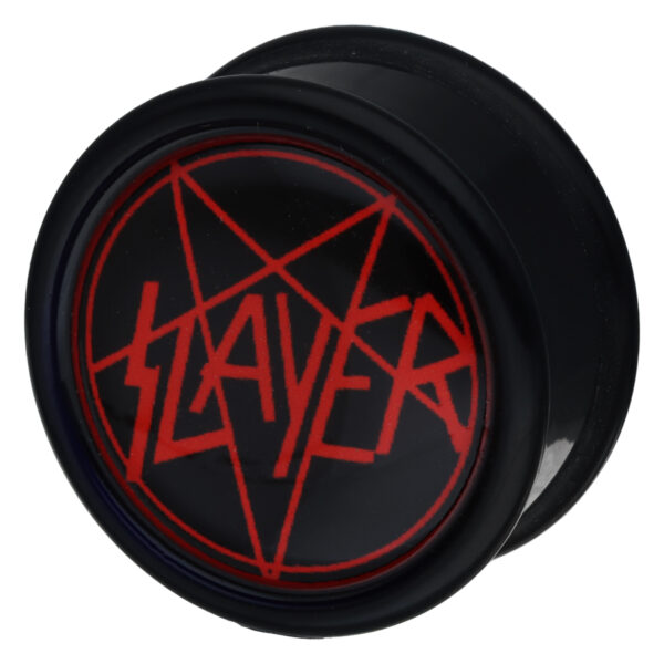 Plug negro con logo rojo de Slayer Penta sobre fondo blanco