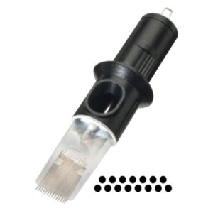 Schwarzer Nadelkopf für Tattoo-Maschinen auf weißem Hintergrund