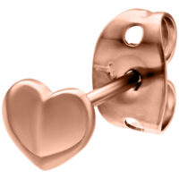 Roségoldene Herz Ohrstecker Hochglanz Roségoldene Herz Ohrstecker auf weißem Hintergrund, hochglanzpoliert