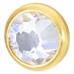 Goldener Titanaufsatz mit klarem Kristall auf weißem Hintergrund