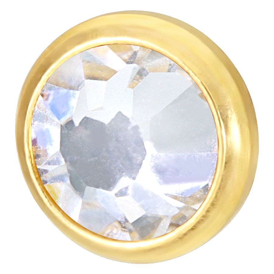 Goldener Titanaufsatz mit klarem Kristall auf weißem Hintergrund