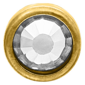 Goldfarbener Titan-Nasenstecker mit klarem Kristall auf weißem Hintergrund