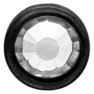 Schwarzer Titan-Nasenstecker mit klarem Kristall auf weißem Hintergrund