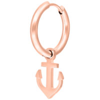 Roségoldene Ohrringe mit Ankeranhänger aus Chirurgenstahl auf weißem Hintergrund