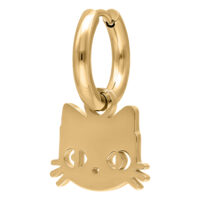 Pendientes dorados con colgante de gato sobre fondo blanco
