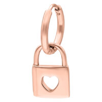 Roségoldene Ohrringe mit Schlossanhänger auf weißem Hintergrund