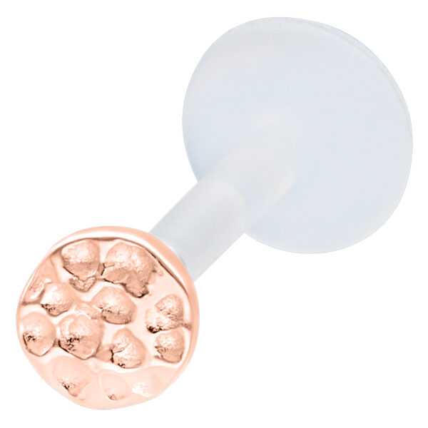 Labret con superficie martillada de roségold, 11mm de longitud