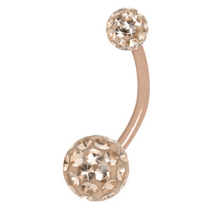 Sealed Multi Jewelled Bananabell in Apricot mit 8,0 mm Länge auf weißem Hintergrund