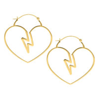 Aros Heartbreaker Dorados Aros dorados con forma de corazón de acero quirúrgico 316L en fondo de estudio