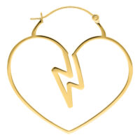 Aros Heartbreaker Dorados Aros dorados en forma de corazón con cierre de clip sobre fondo blanco