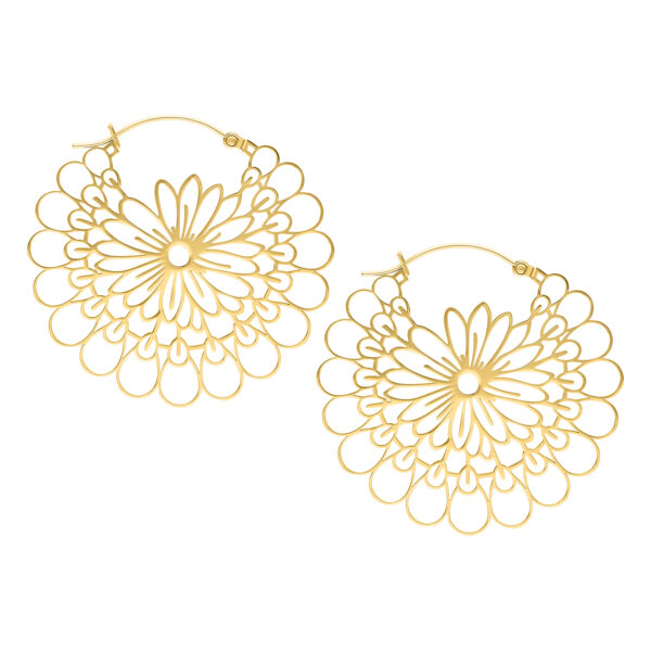 Aros Daisy Dorados de acero quirúrgico sobre fondo blanco