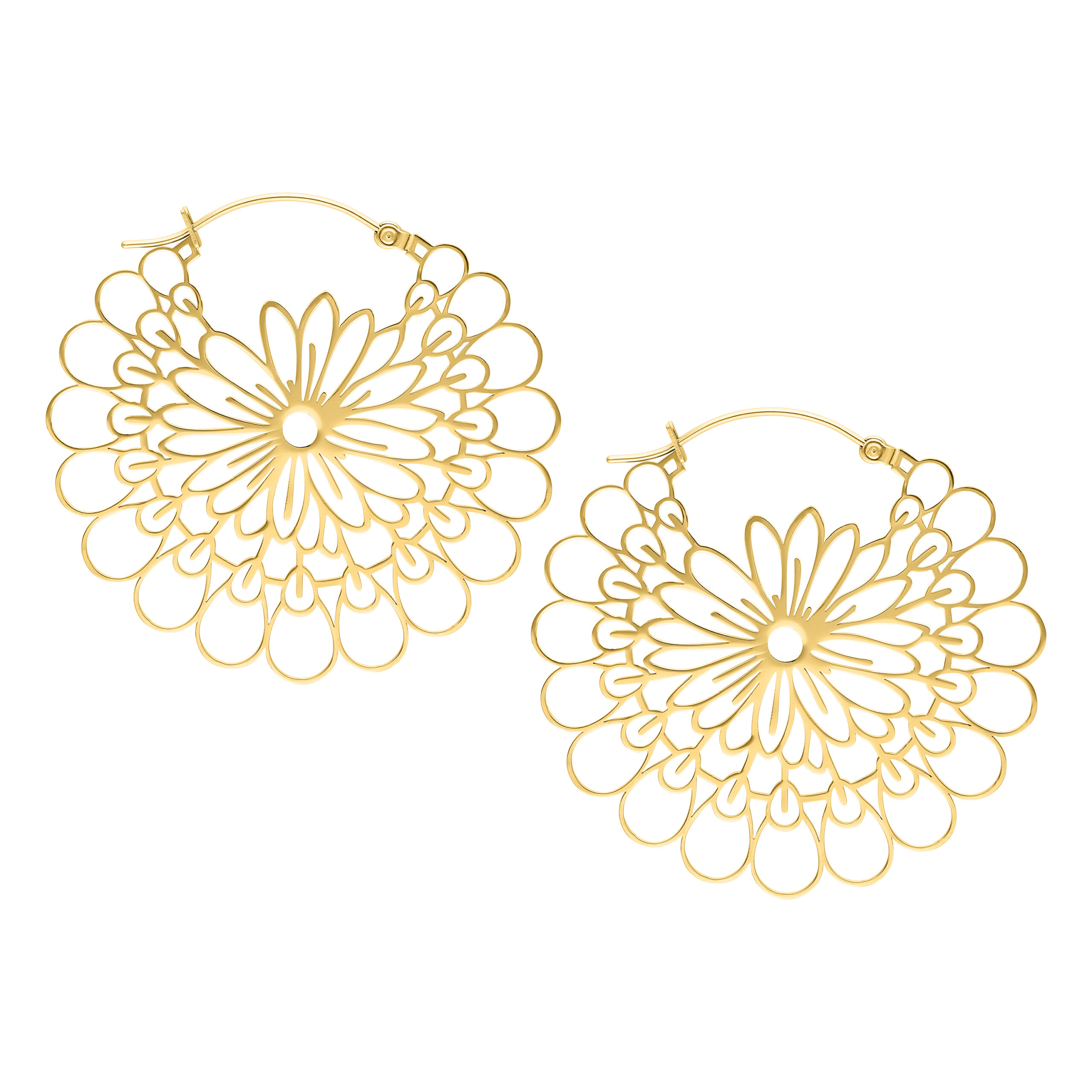 Aros Daisy Dorados, Acero Quirúrgico Aros Daisy Dorados de acero quirúrgico sobre fondo blanco