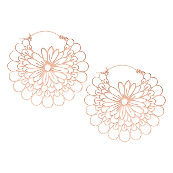 Aros Daisy en Oro Rosa de acero quirúrgico sobre fondo blanco