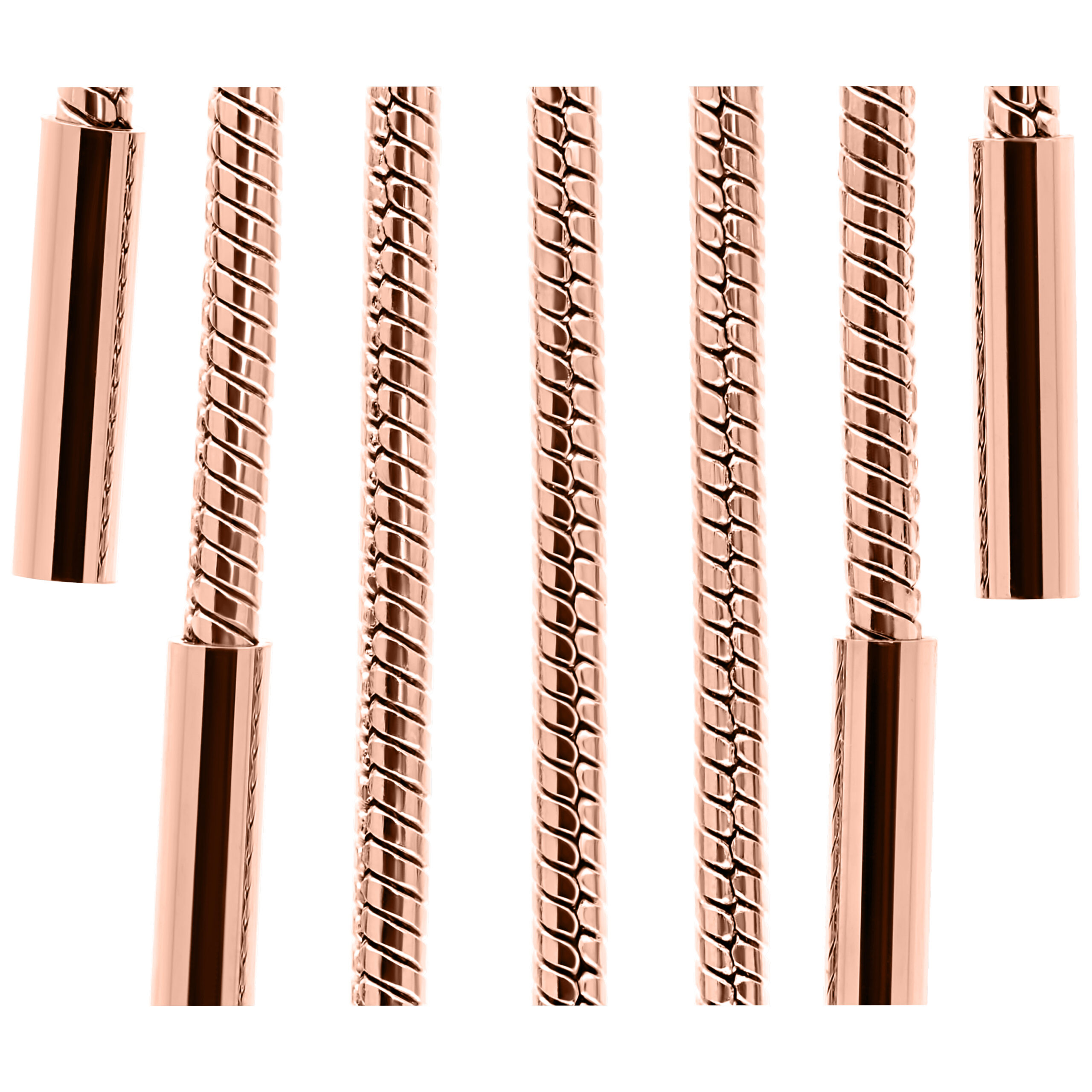 Aros Snakechain de oro rosa sobre fondo blanco