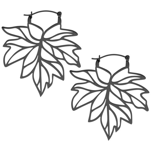 Dos aros negros en forma de hoja sobre fondo blanco