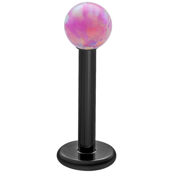 Labret negro con bola de Bubble Gum Opal sobre fondo blanco