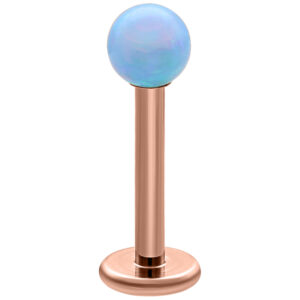 Hellblaues Opal-Labret mit roségoldenem Titanstab, 5,0 mm Länge