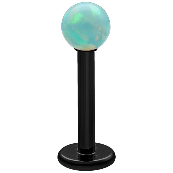 Labret de titanio negro con ópalo verde menta, 5 mm de longitud