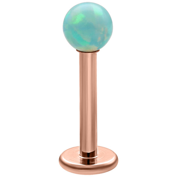 Ópalo sintético menta en labret de oro rosa con rosca externa