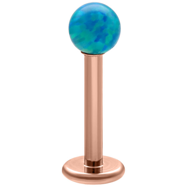 Navy Azul Opal bola Labret con pieza de titanio rosado