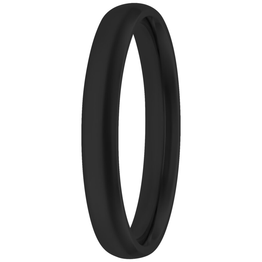 Anillo negro de acero quirúrgico, tamaño 17,0 mm, sobre fondo blanco