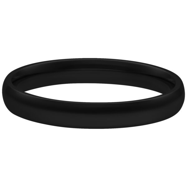 Anillo negro de acero quirúrgico 316L, tamaño 17,0 mm sobre fondo blanco