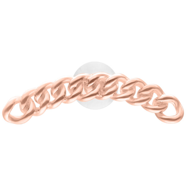 Labret Chunky Chain en oro rosa con tamaño de placa de 5.0 mm sobre fondo blanco