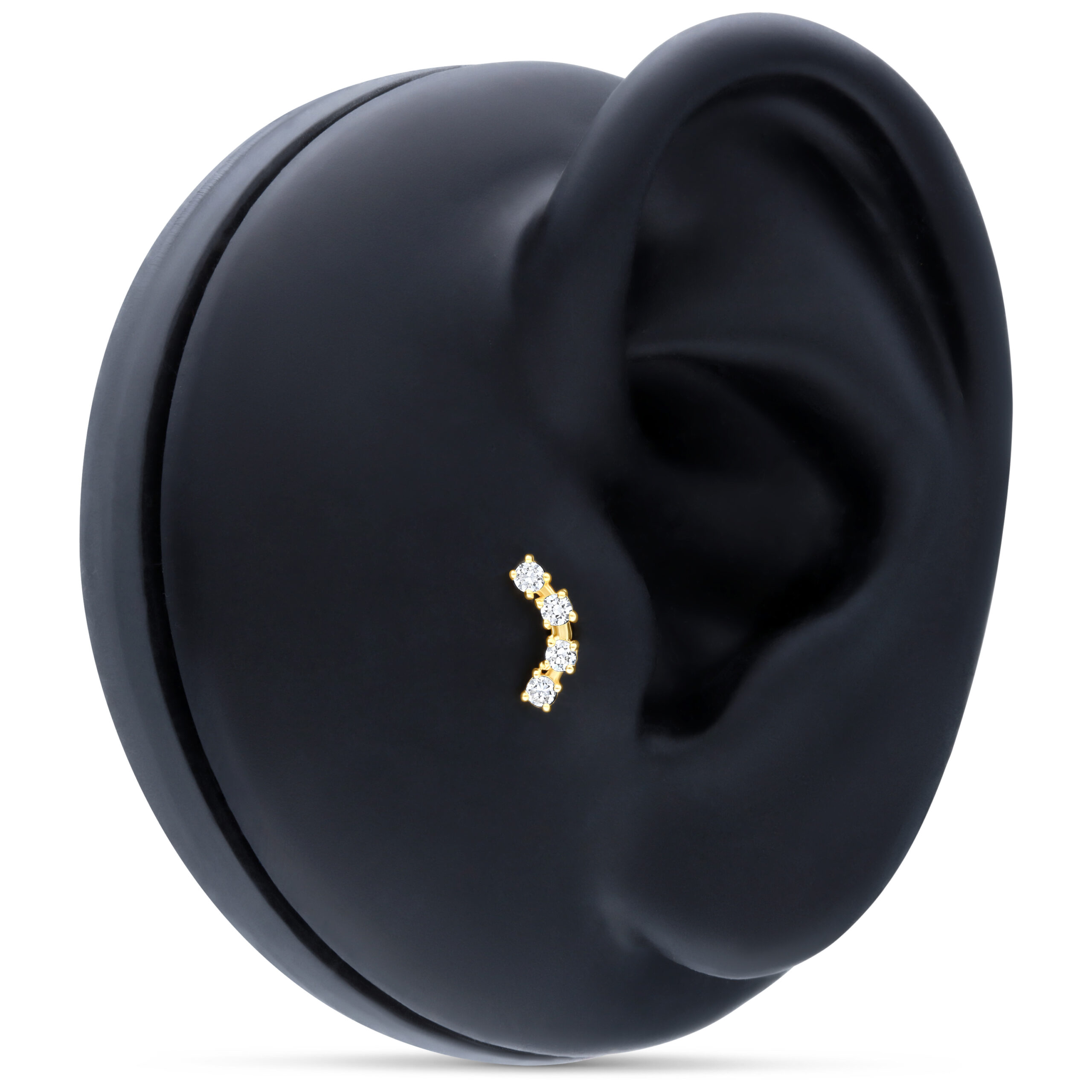 18k Earbarbell Four Crystals 18k Earbarbell Four Crystals