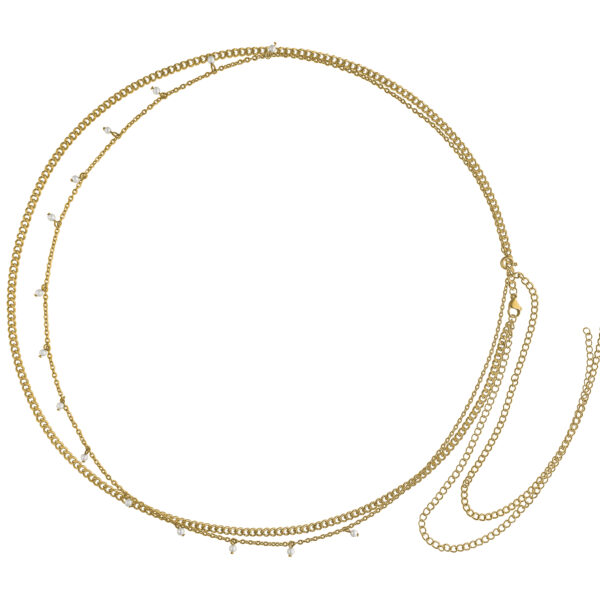 Cadena de barriga dorada de acero quirúrgico 316L con perlas