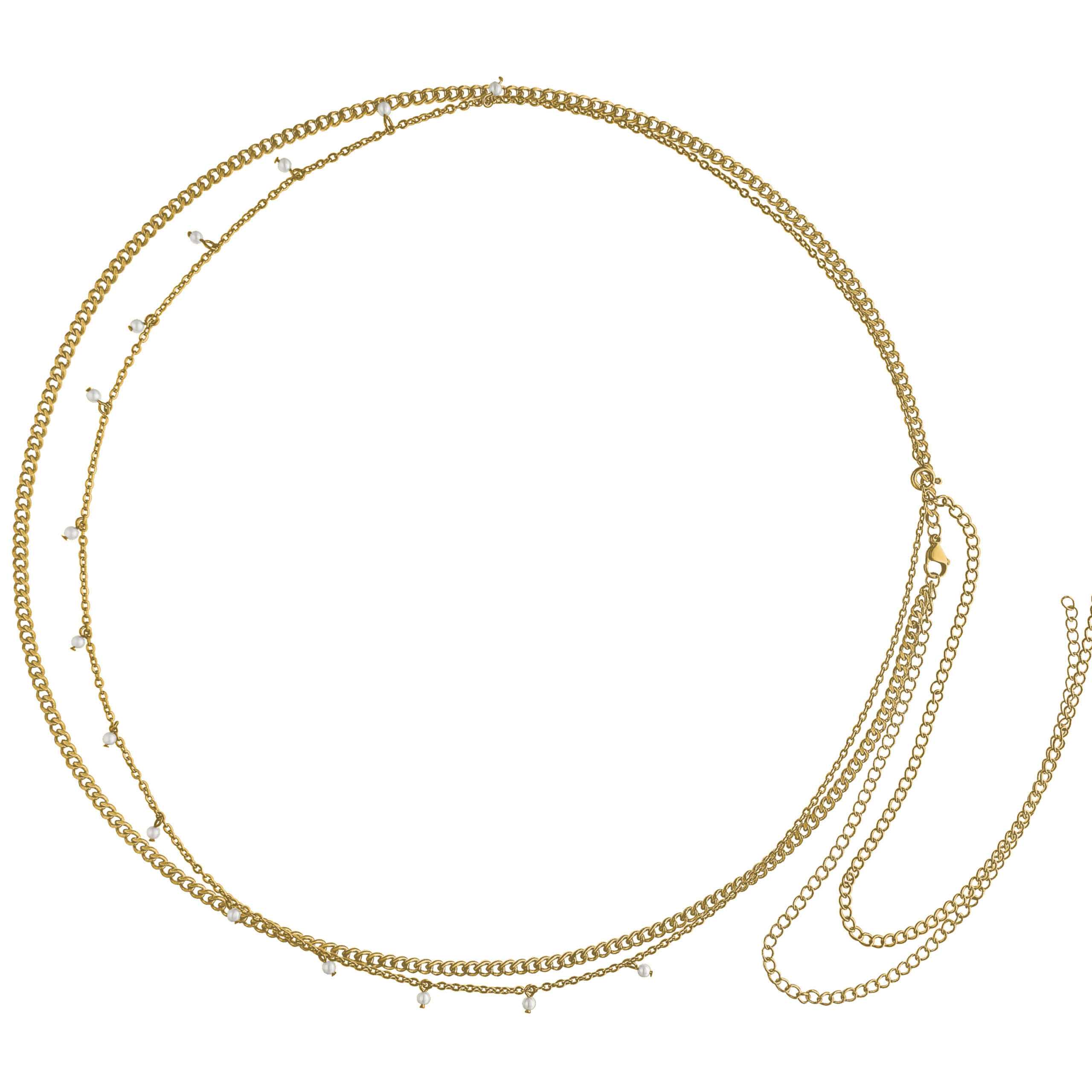 Cadena de barriga dorada de acero quirúrgico 316L con perlas