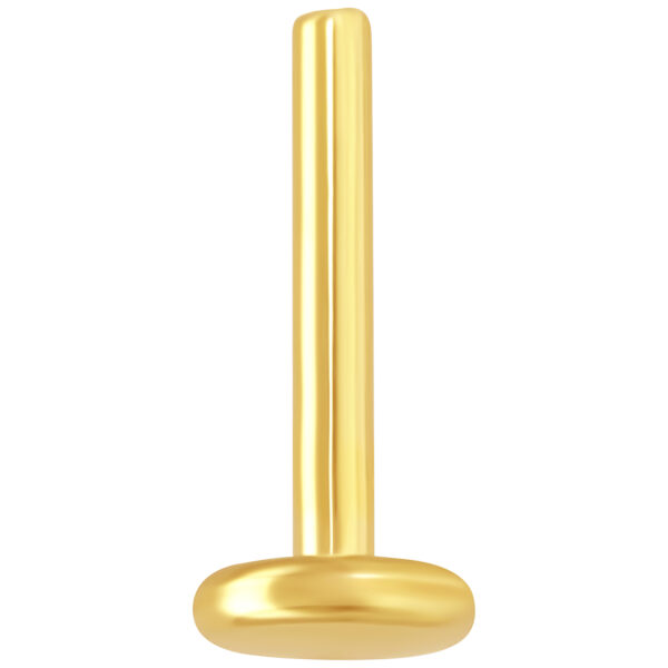 Labret Stud dorado con rosca interna sobre fondo blanco