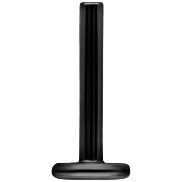 Labret de titanio negro con 1,2 mm de grosor y 5,0 mm de longitud sobre fondo blanco