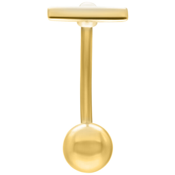Piercing Bananabell dorado, grosor 1,6 mm, longitud 12,0 mm, sobre fondo blanco