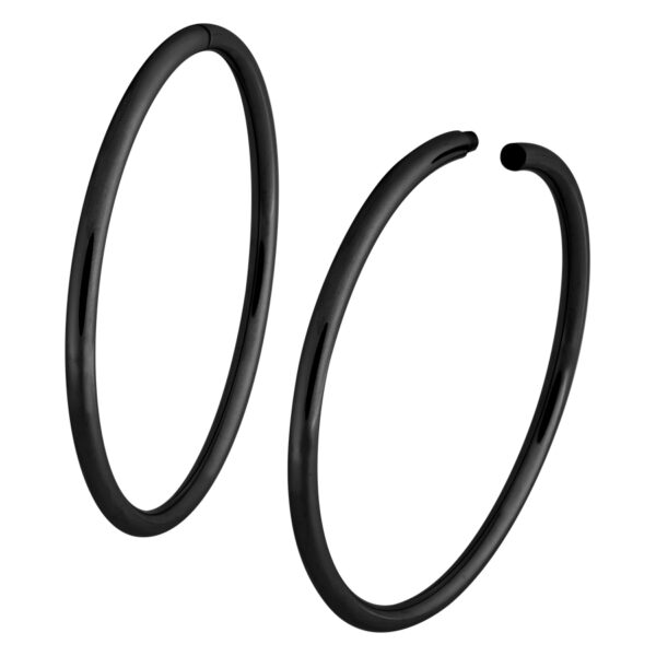 Dos aros negros de acero quirúrgico sobre fondo blanco