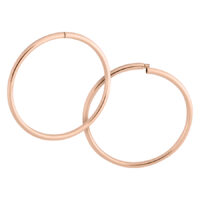 Roségoldene Hollowed Hoops Ohrringe Paar roségoldene Hoops aus Chirurgenstahl auf weißem Hintergrund
