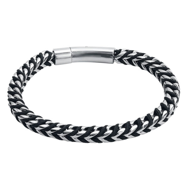 Pulsera negra y plateada de nylon y acero quirúrgico 316L