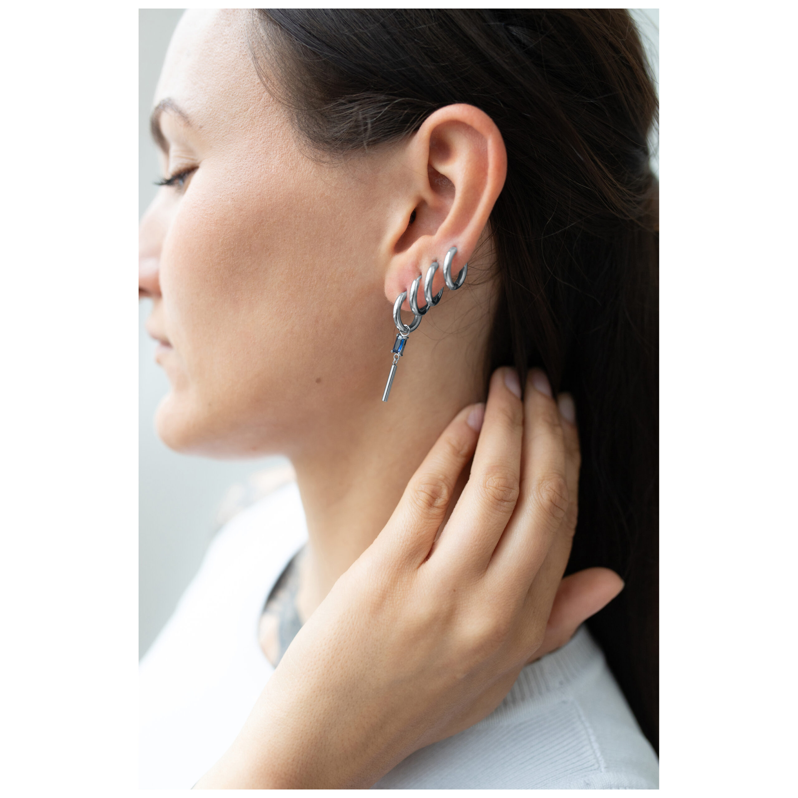 Little Square Crystal Hoops Little Square Crystal Hoops