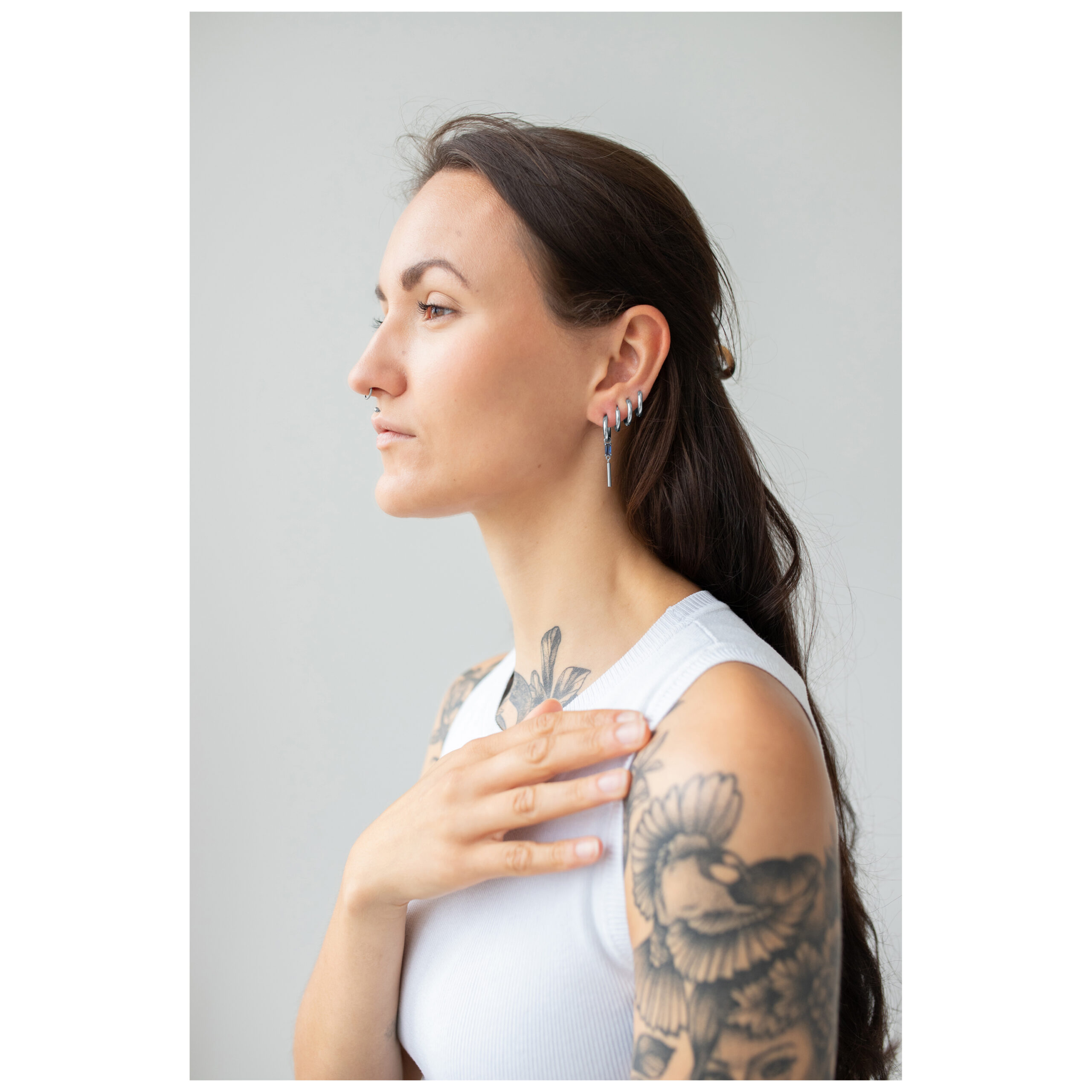 Little Square Crystal Hoops Little Square Crystal Hoops