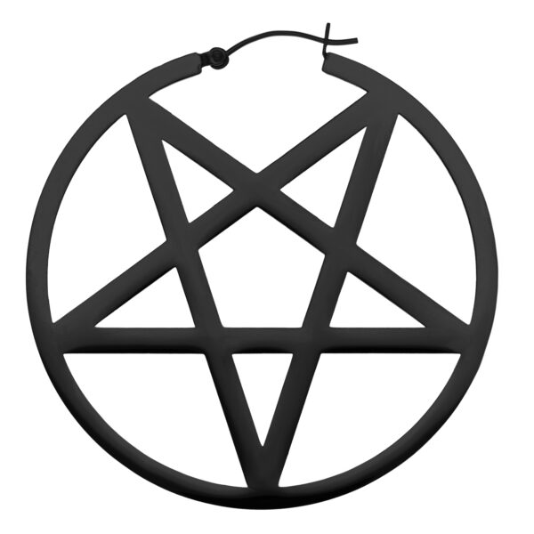 Aros Pentagrama Negros de acero quirúrgico sobre fondo blanco